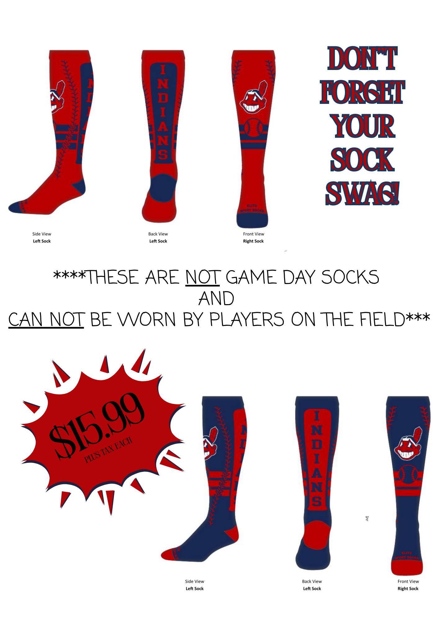 Indian Knee High Baseball Socks